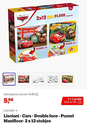 4 stuks speelgoed voor €13,76 ipv €49,98
