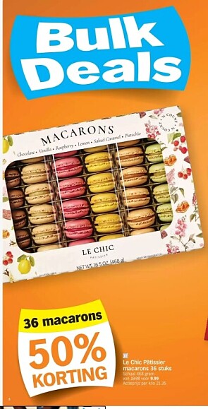Macarons le chic patissier 36 stuks -50% bij ah