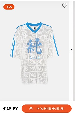 Kanten t-shirt 50% goedkoper