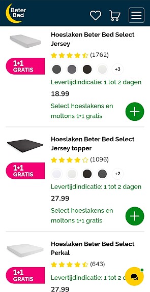 Select hoeslakens en moltons 1+1 gratis