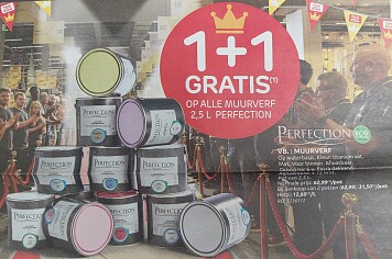 1+1 gratis op muurverf 2,5L Perfection