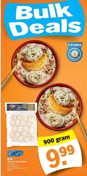 Pittman scharrollen diepvries 900 gram voor 9,99€ bij ah