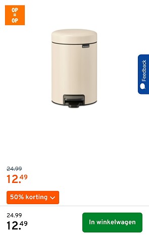 Brabantia vuilbak NewIcon - 3 L - Soft Beige