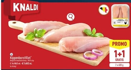kippenborstfilet 1+1 gratis bij ALDI
