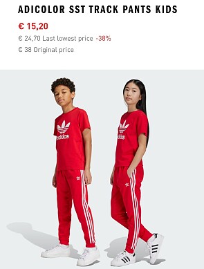 Adidas track pants vanaf 15,20€ ipv 38€