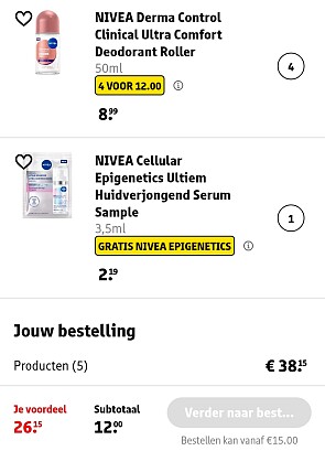 Nivea deodorant 4 voor €12 + gratis sample