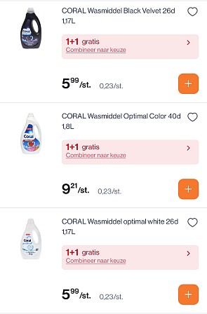 Coral wasmiddel 0,115€/dosis bij Colruyt