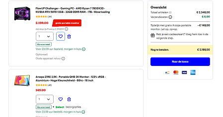 krijg een GRATIS Arzopa portable monitor t.w.v. €149 bij een FlowUp gaming pc!