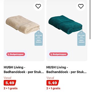 2 + 1 gratis op handdoeken