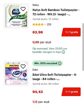 1+1 gratis op Edet & Nalys