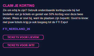 🤓 Nerdland deal: 50% korting op tickets voor de shows van Lieven en Inti op FTI!