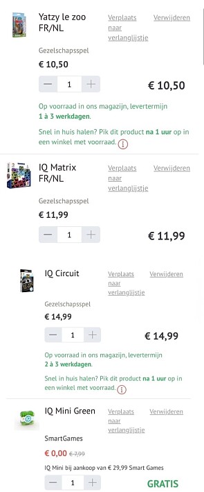 Gratis IQ mini bij aankoop vanaf €29,99 aan smartgames