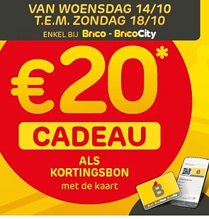 Koop 1 artikel naar keuze en ontvang een kortingsbon van €20