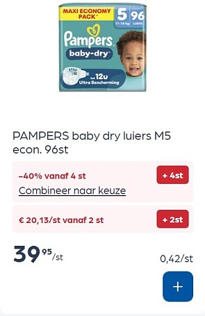 Pampers grootverpakkingen in dubbele korting