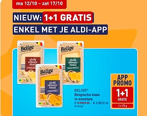Belgische kaas in sneetjes 1+1 gratis
