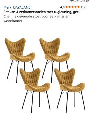 4 eetkamerstoelen voor 66,91€