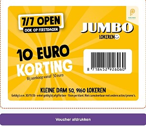 10€ korting bon bij Jumbo Lokeren