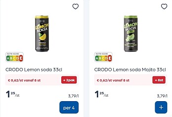 Crodo soda limonade 33 cl -50%