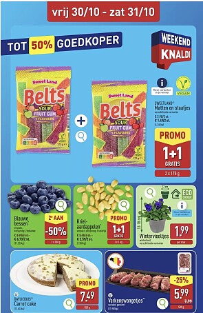 1+1 gratis op sweetland matten en staafjes bij aldi