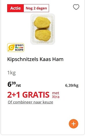 Kipschnitzel kaas - ham in mooie korting