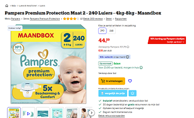 Pampers Premium Protection Maat 2 - 240 Luiers - 4kg-8kg - Maandbox