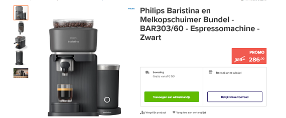 ☕ Philips Baristina en melkopschuimer bundel in promo bij Euro Shop!