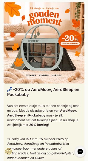 💤 -20% op AeroMoov, AeroSleep en Puckababy