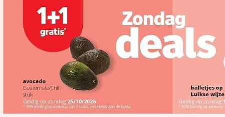 1+1 avocado bij spar op 25/10/26