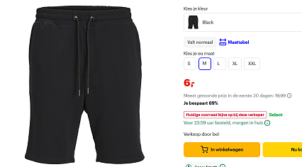 Jack en jones short in het zwart