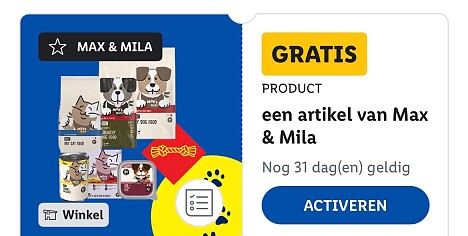 Gratis product Max&Mila met Lidl plus voor geselecteerde leden