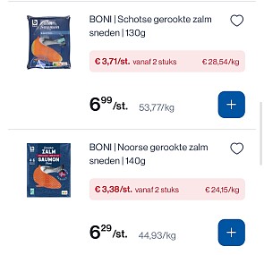 Boni gerookte zalm goedkoper