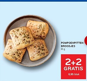 2+2 gratis pompoenpitten broodjes bij Alvo