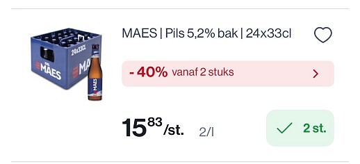 Maes bakken 33 cl 0,40€/pintje bij Colruyt
