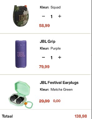 Gratis jbl festival oordopjes bij aankoop