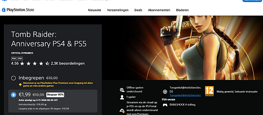 🏺 Tomb Raider Anniversary voor PS4 en PS5 in de aanbieding!