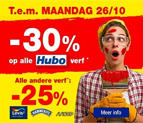-30% op Hubo verf en -25% op alle andere verf