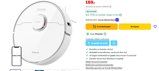 Robotstofzuiger + dweilfunctie van Dreame