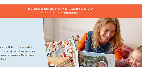 30% korting op fotoboeken vanaf €35 bij Albelli