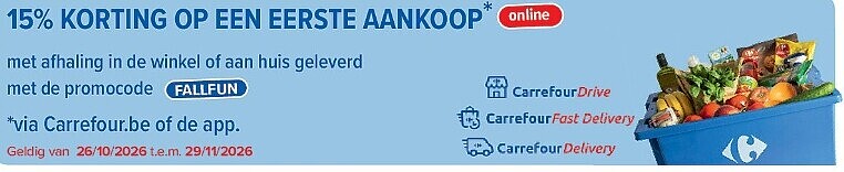 15% korting op eerste aankoop op Carrefour online