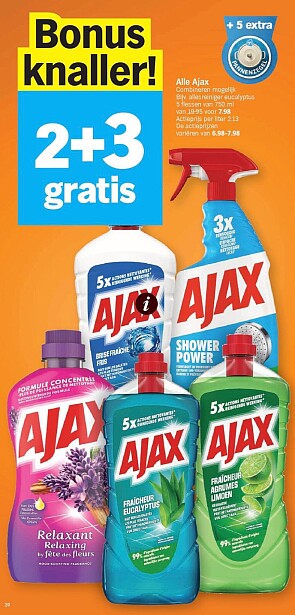 2+3 gratis op Ajax allesreiniger bij ah