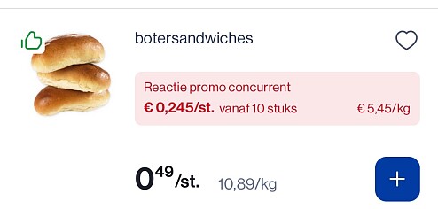 Botershandwiches -50% bij okay