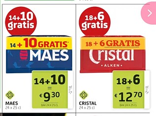 Maes en Cristal bakken 24x25 cl in promo bij belbev