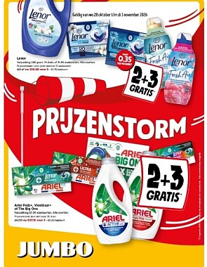 2+3 gratis op Lenor en Ariel bij Jumbo