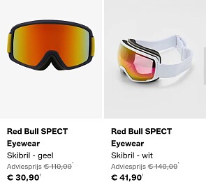 Skibrillen red bull 75% goedkoper