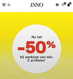 INNO: tot -50% bij aankoop van 2 of meer artikelen