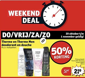 50% korting op therme en therme men deo en douche bij Kruidvat