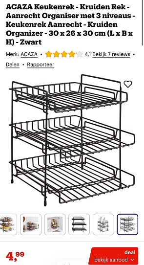 ACAZA Keukenrek Organiser met 3 niveaus