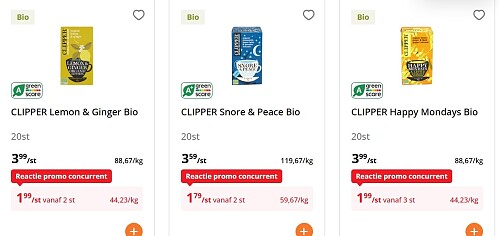 Clipper thee -50% bij Colruyt