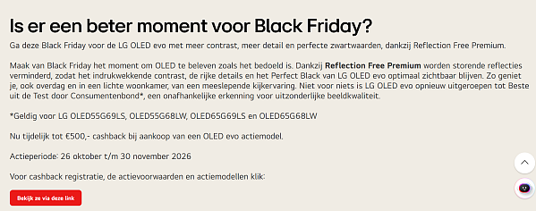 📺 Tot €500 cashback bij aankoop van een LG OLED evo tv!