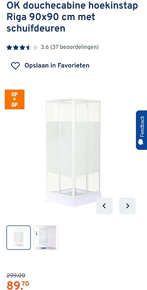 Douchecabine 80,70€ ipv 260€